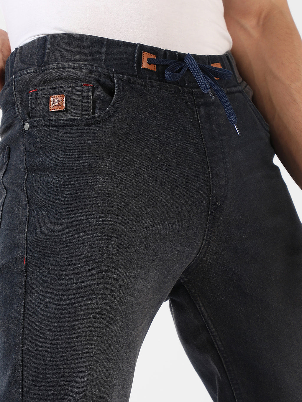 Cinched Hem Denim Jeans