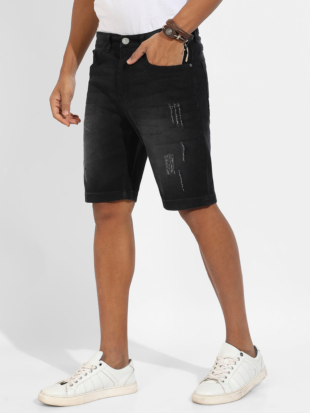 Minimal Distressed Denim Shorts