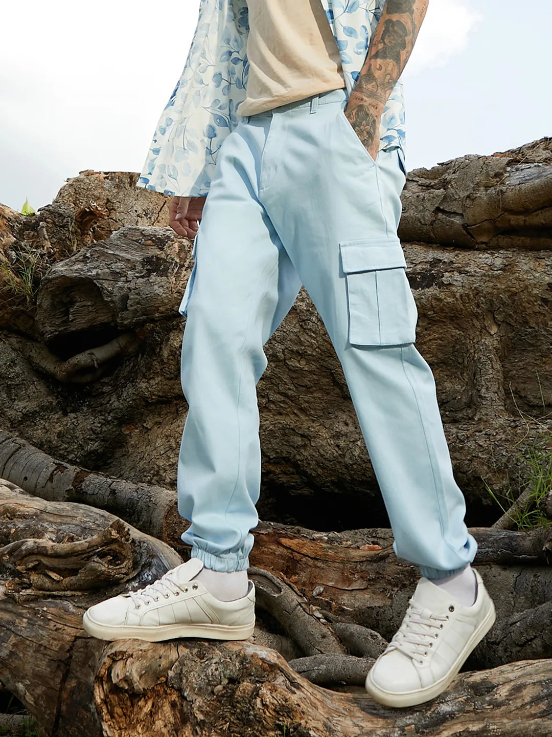 Cuffed Hem Cargo Trousers