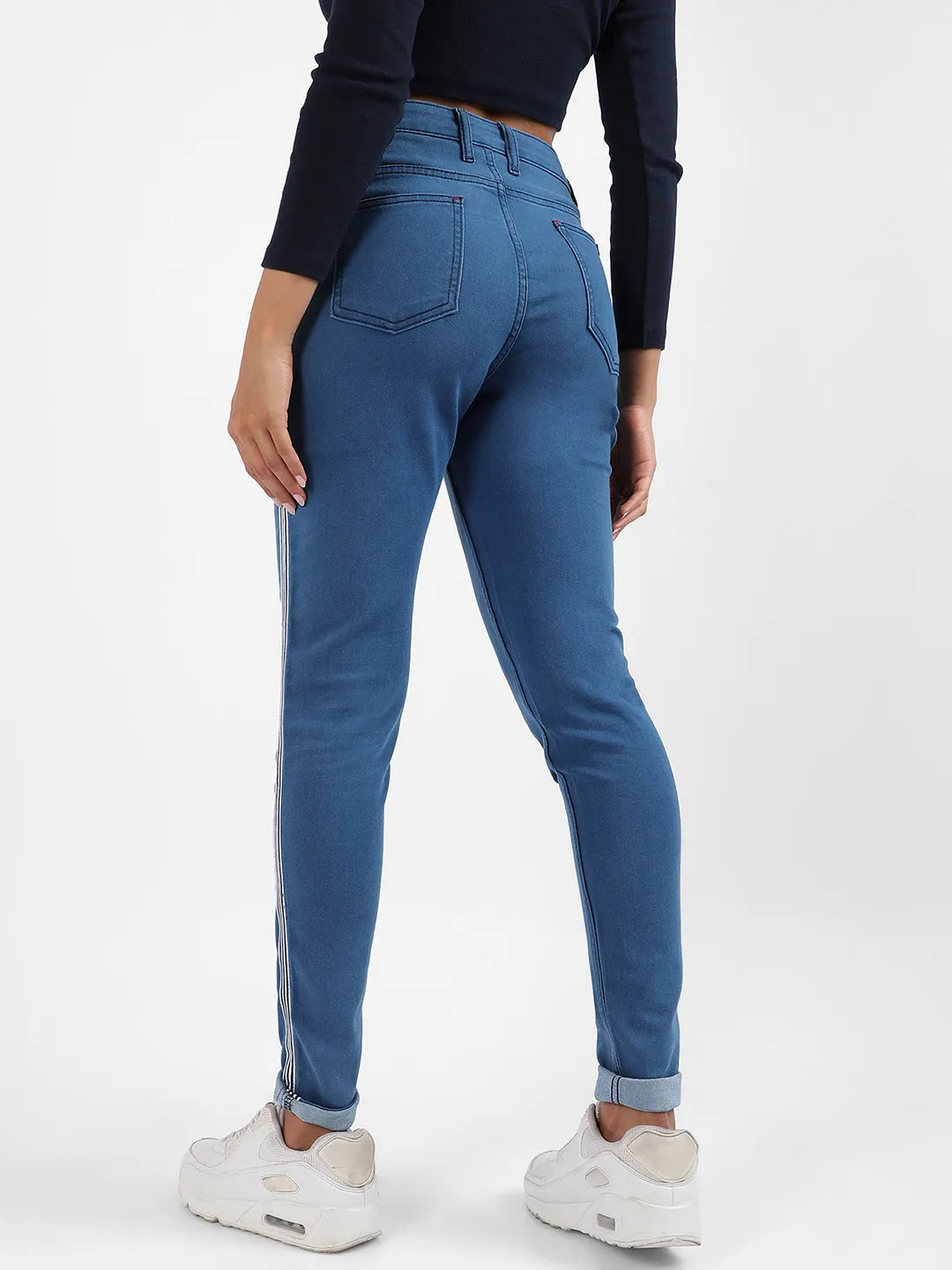 Pencil Side-Striped Denim Jeans