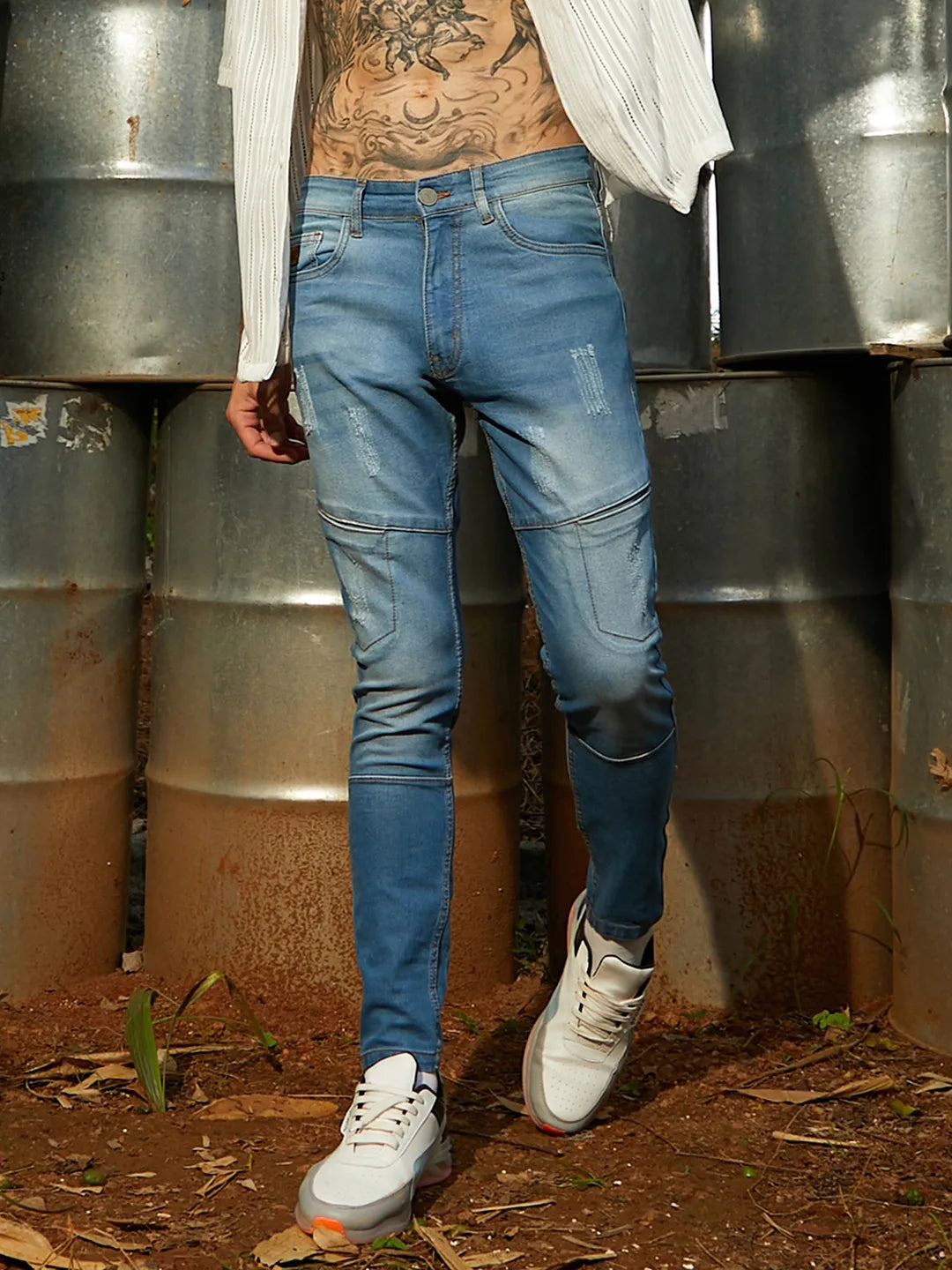 Self-Design Patched Denim Jeans