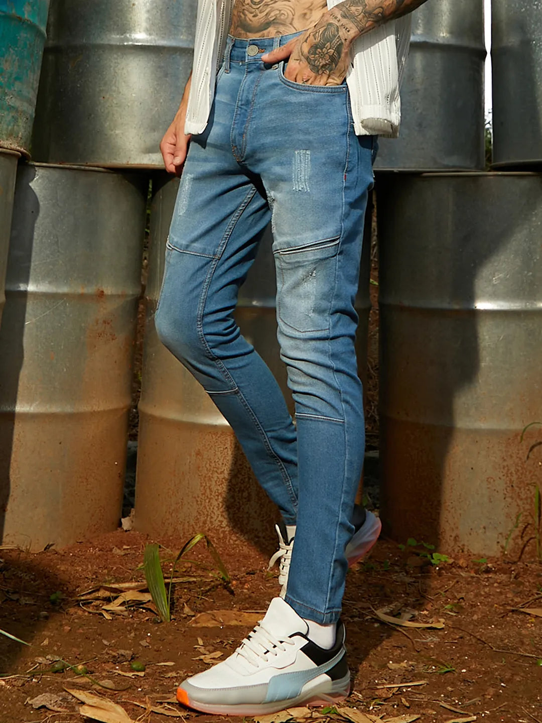 Self-Design Patched Denim Jeans