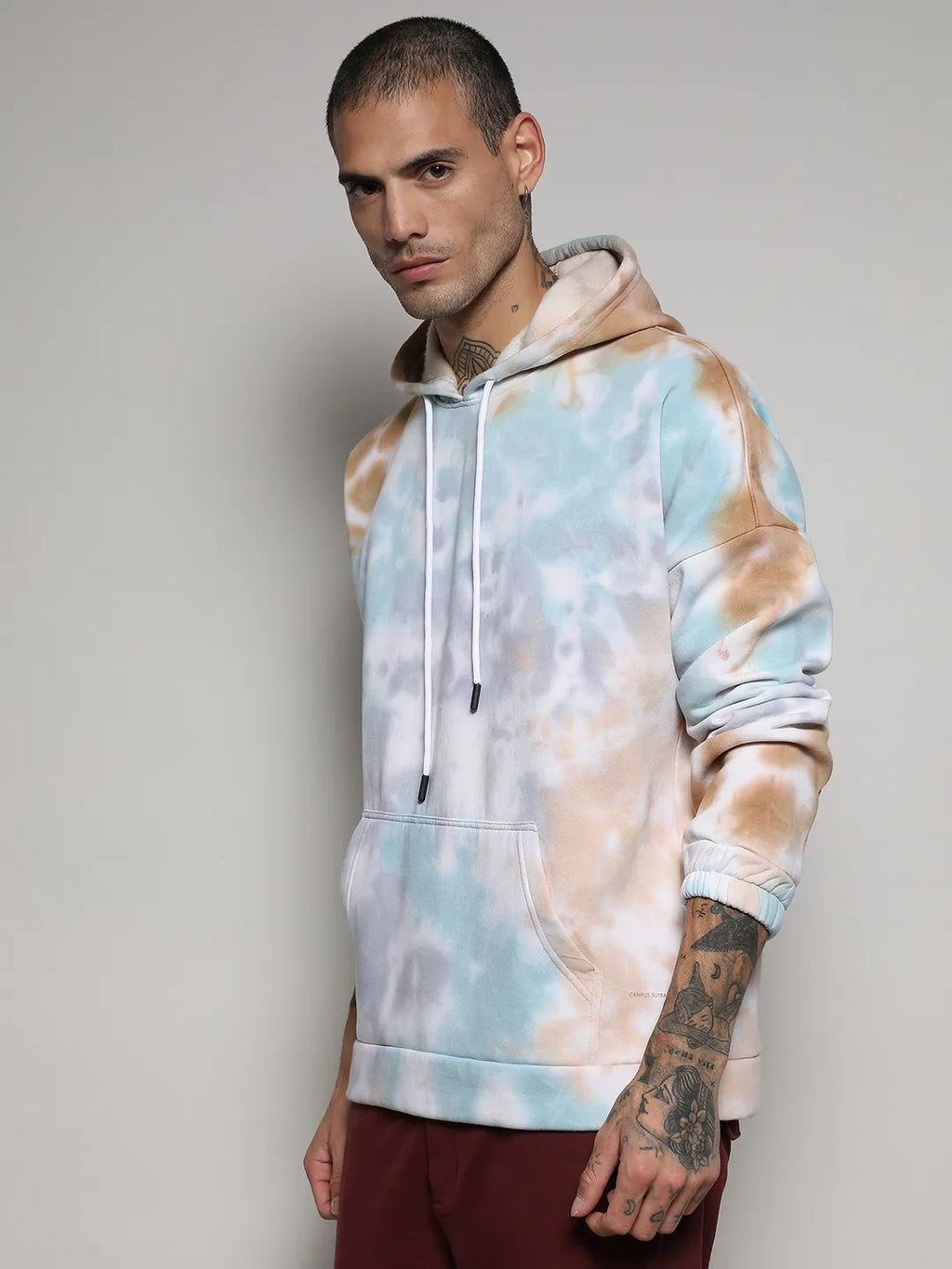 Pastel Tie Dye Oversized Hoodie With Kangaroo Pocket