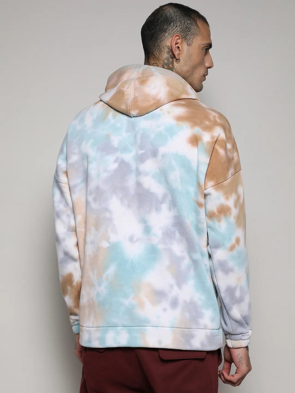 Pastel Tie Dye Oversized Hoodie With Kangaroo Pocket