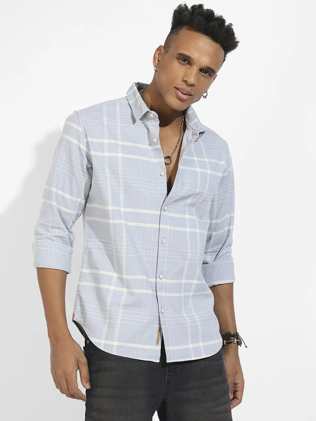 Contrast Tartan Plaid Shirt