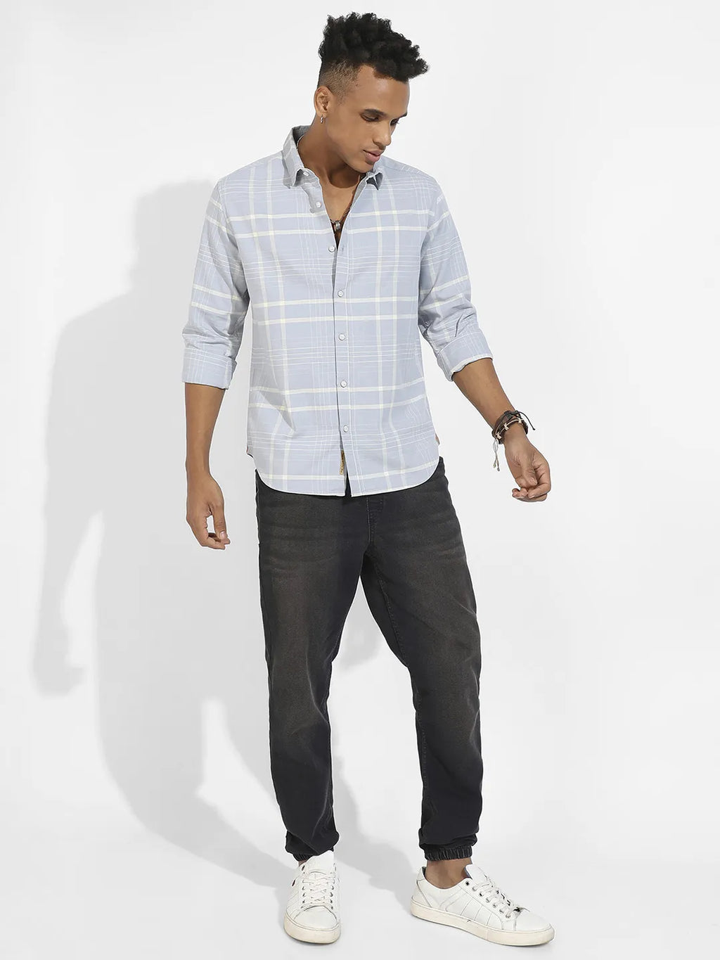 Contrast Tartan Plaid Shirt