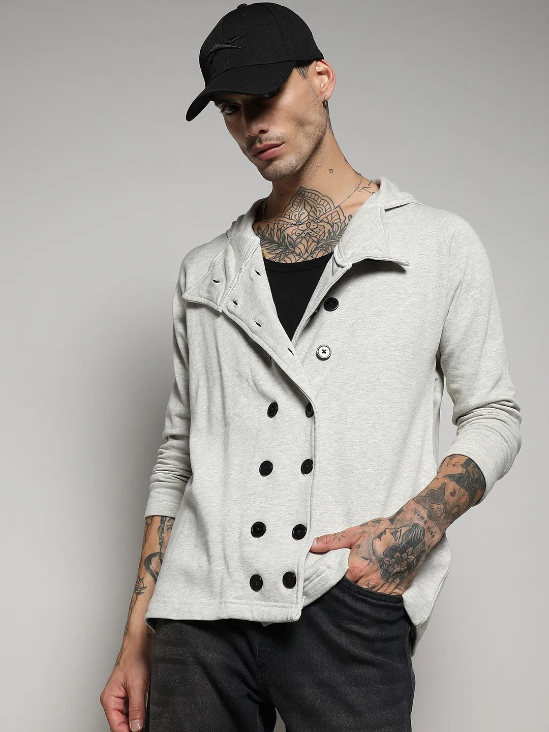 Double-Breasted Jacket With Hoodie