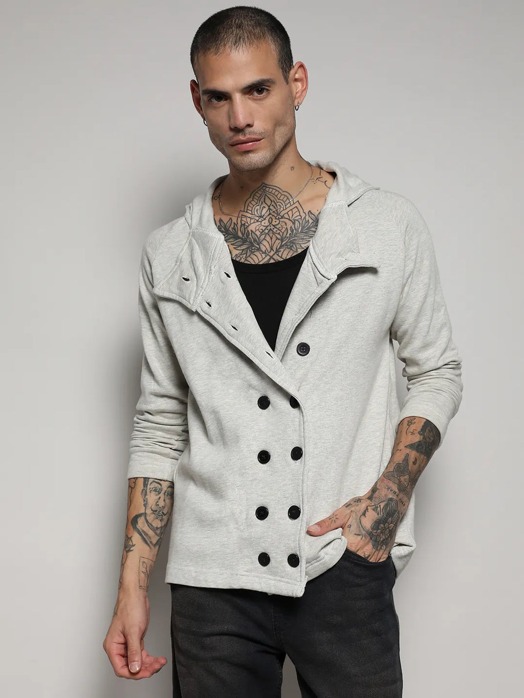 Double-Breasted Jacket With Hoodie