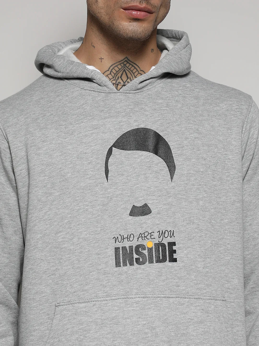 Light Grey Who Are You Inside Hoodie With Kangaroo Pocket