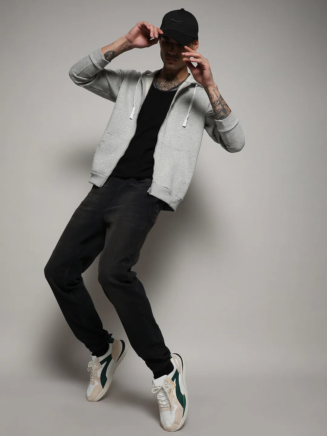 Zip-Front Hoodie With Contrast Drawstring