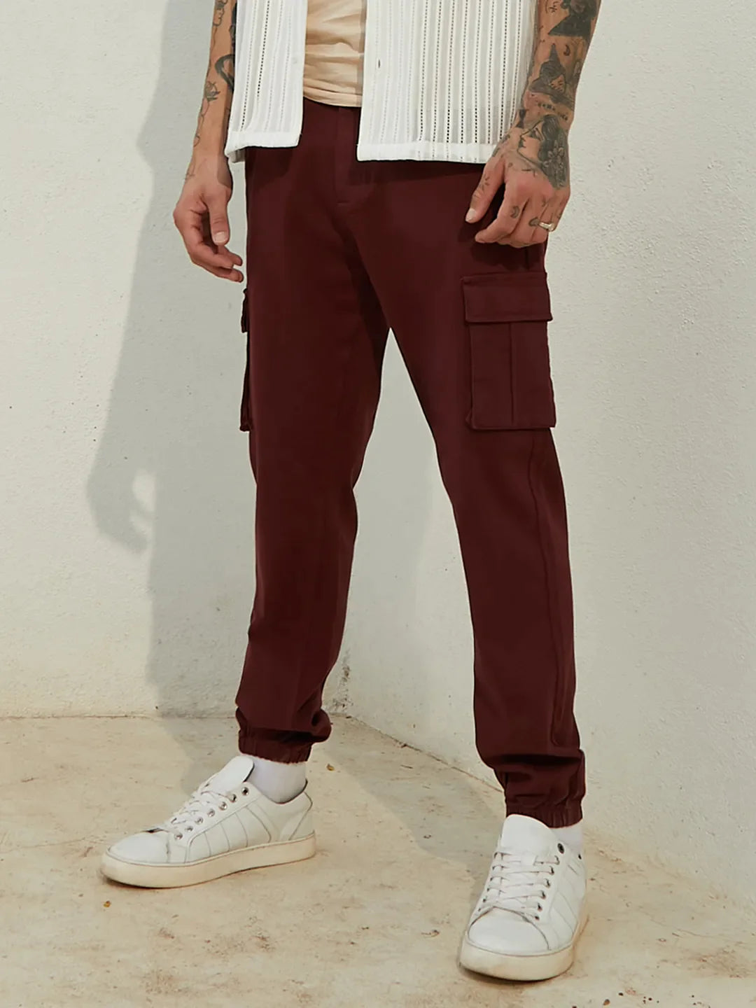 Cuffed Hem Cargo Trousers