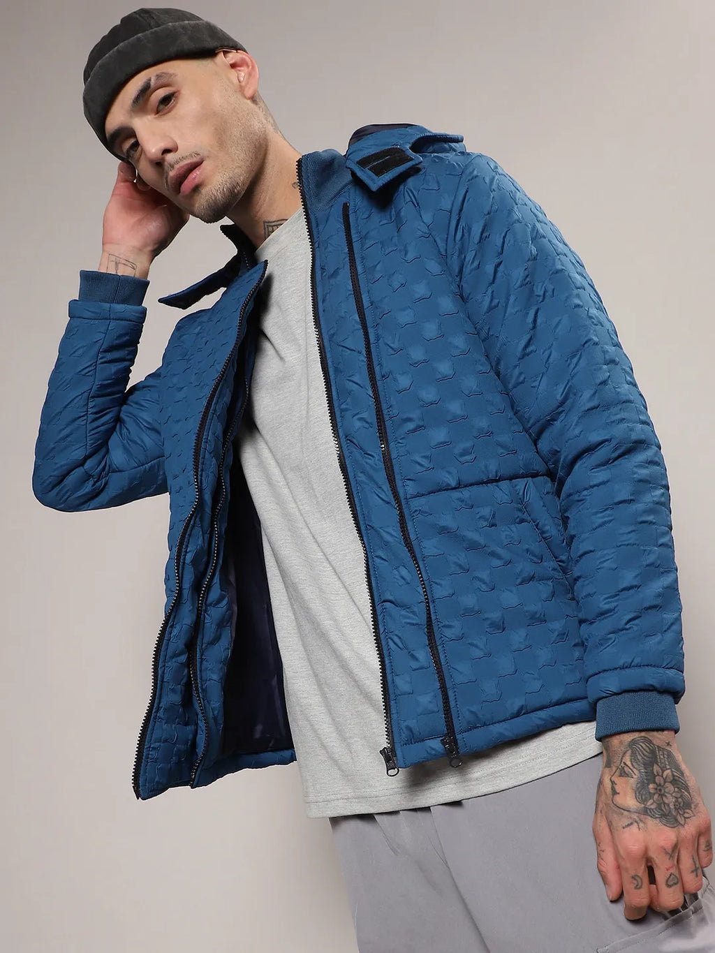 Self-Design Buffalo Check Puffer Jacket