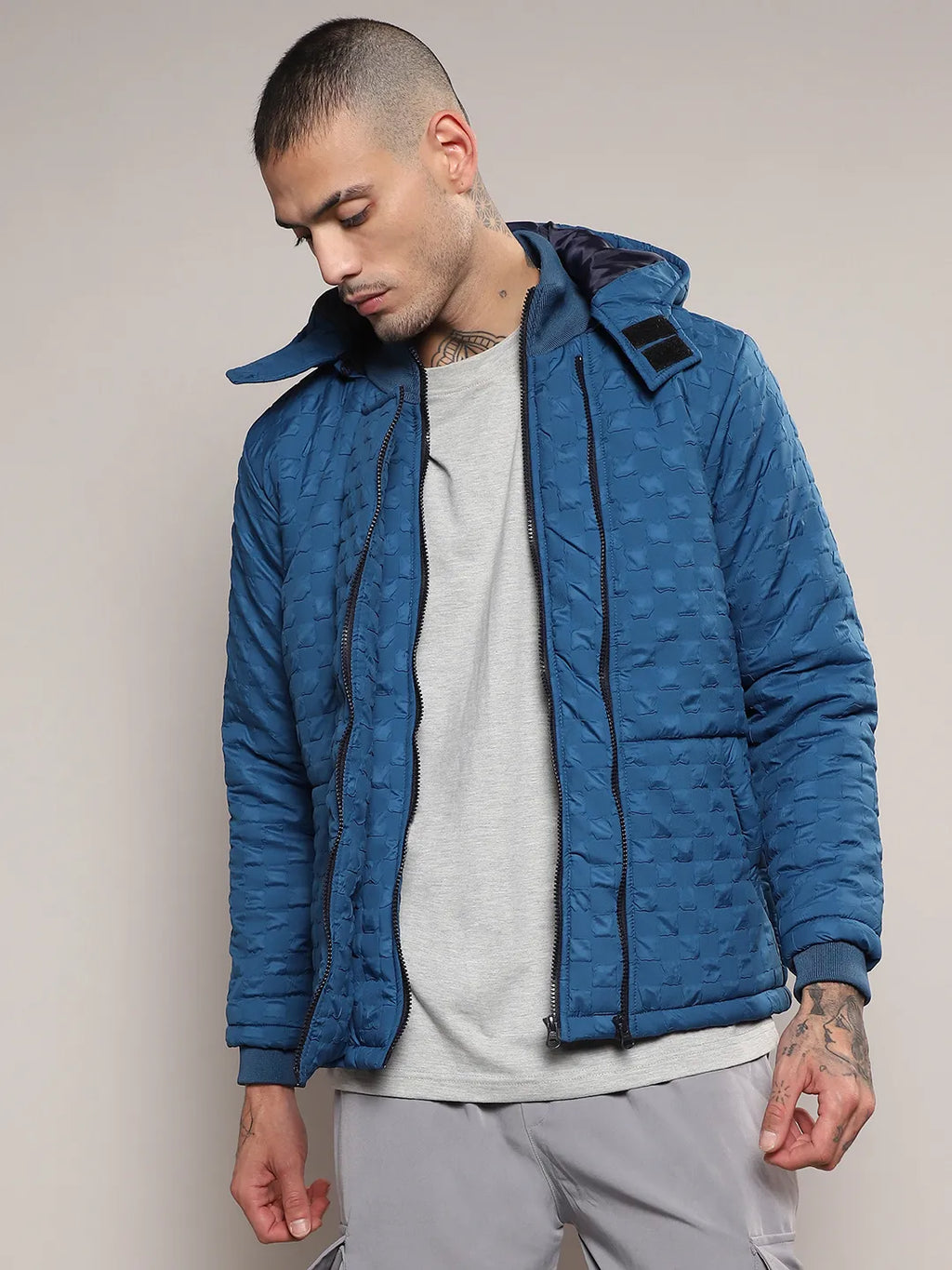 Self-Design Buffalo Check Puffer Jacket