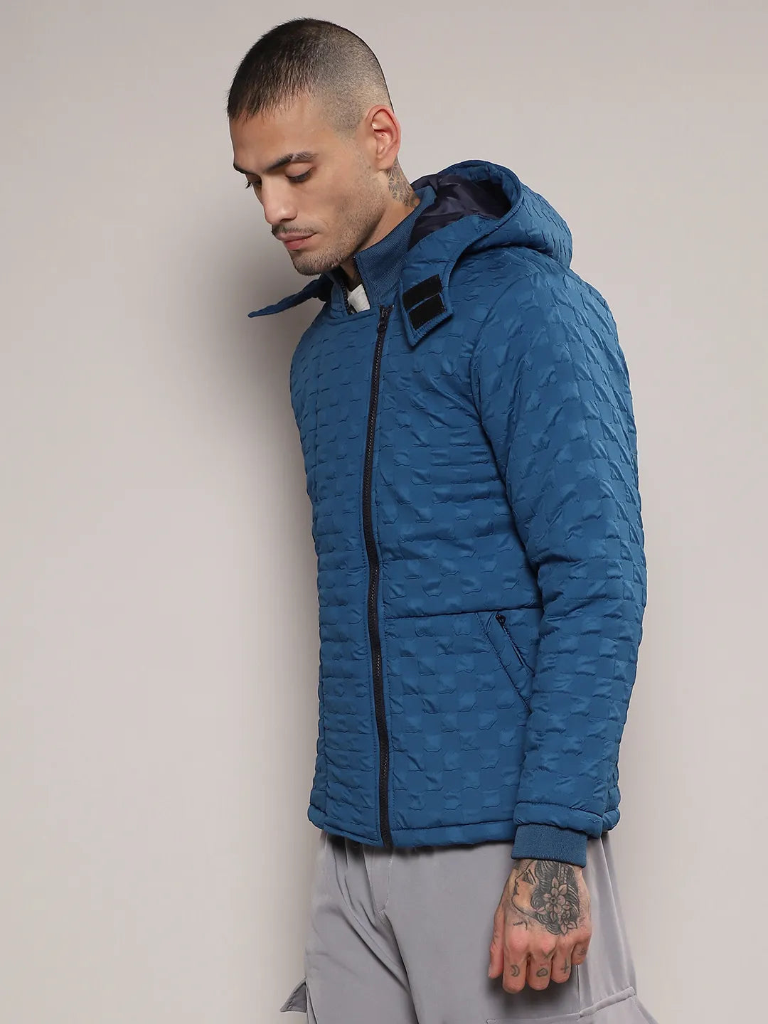 Self-Design Buffalo Check Puffer Jacket