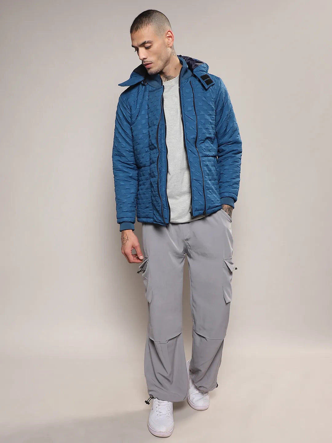 Self-Design Buffalo Check Puffer Jacket