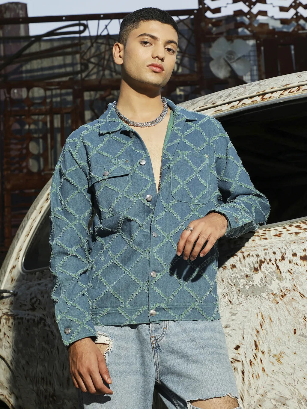 Criss-Cross Denim Jacket