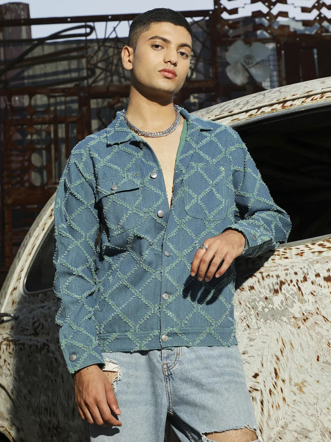 Criss-Cross Denim Jacket