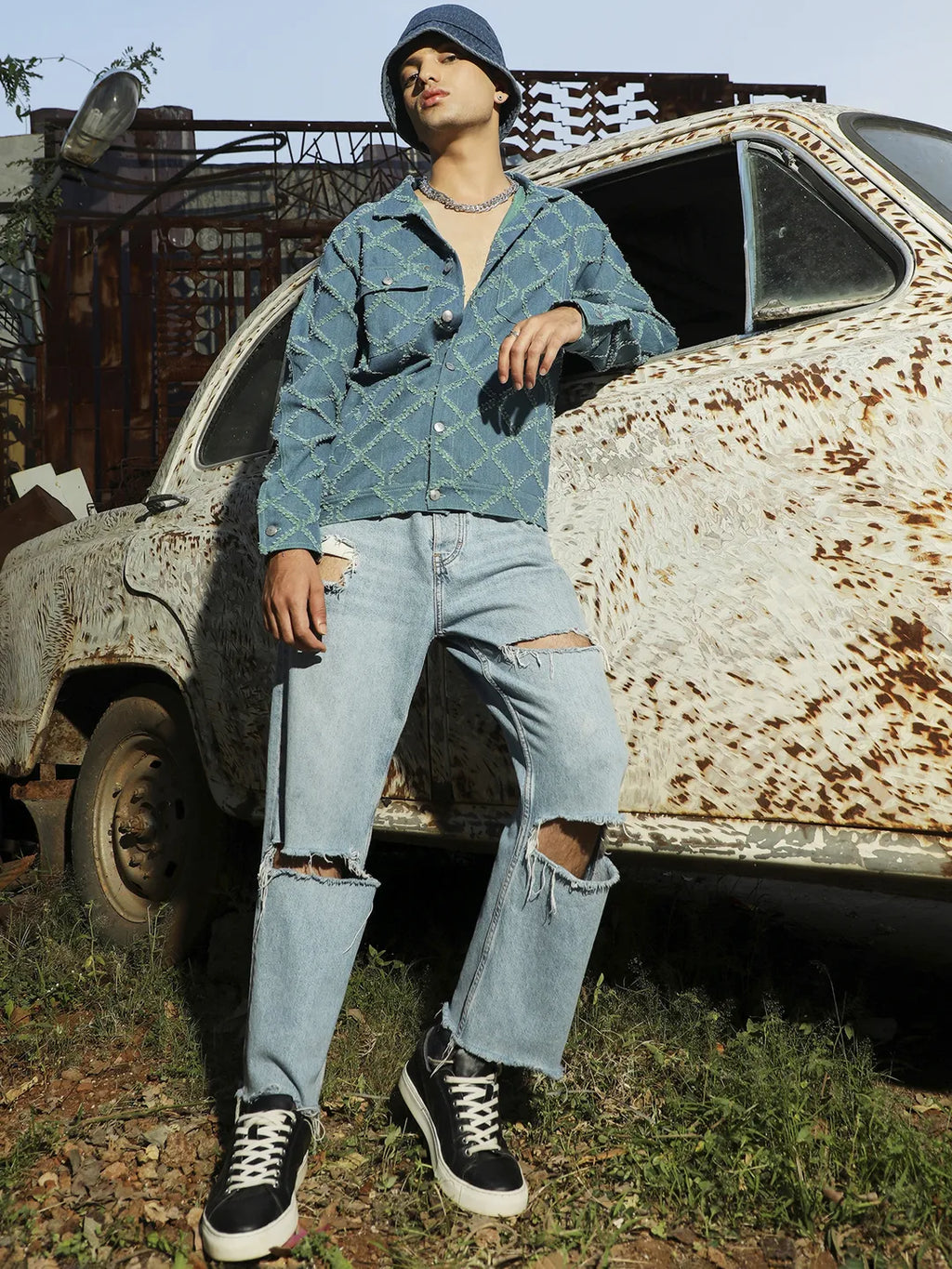 Criss-Cross Denim Jacket