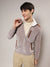 Brown Zip-Front Cable Knit Sweater