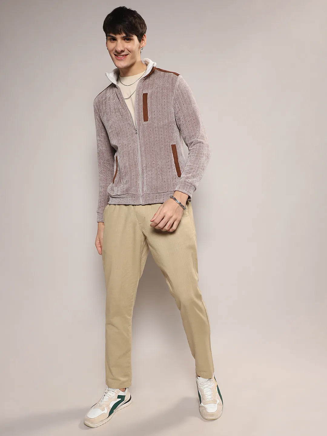 Zip-Front Cable Knit Jacket