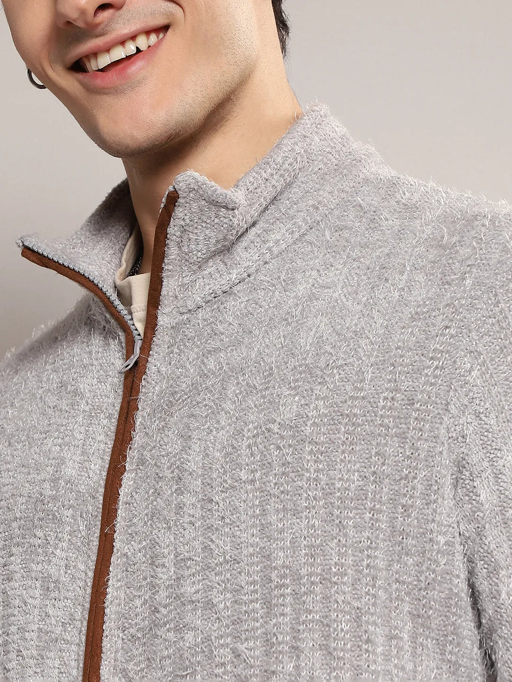 Self-Design Striped Knitted Jacket