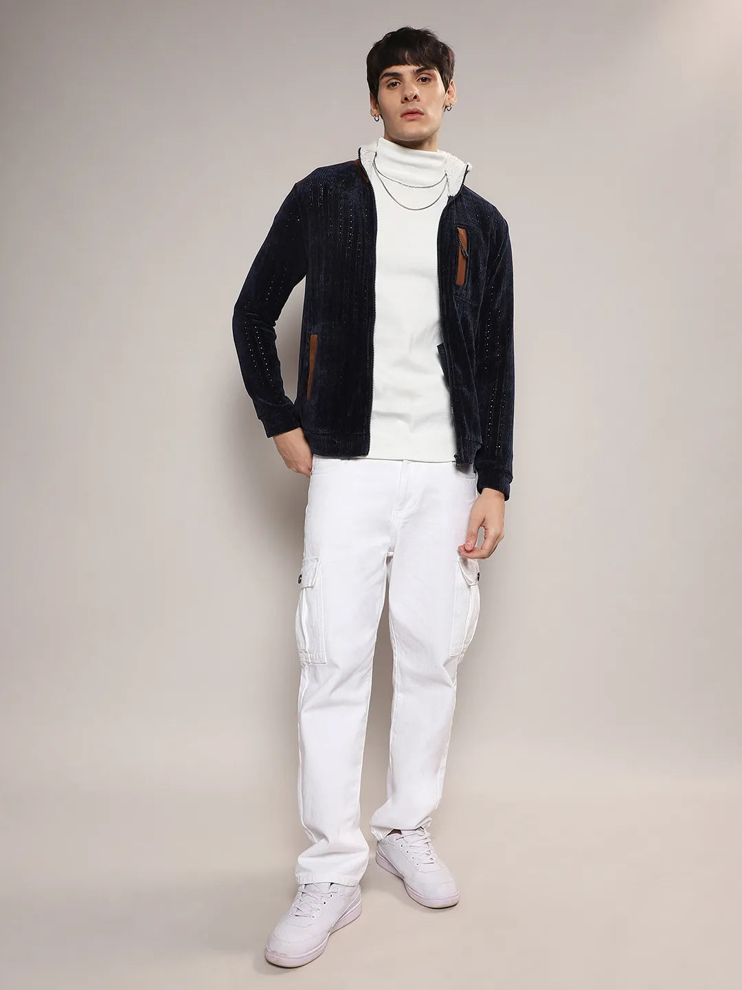 Zip-Front Cable Knit Jacket