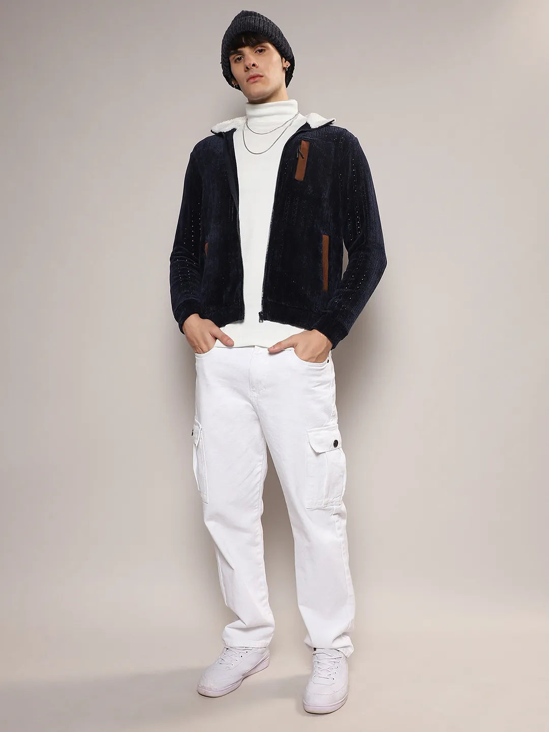 Zip-Front Cable Knit Jacket