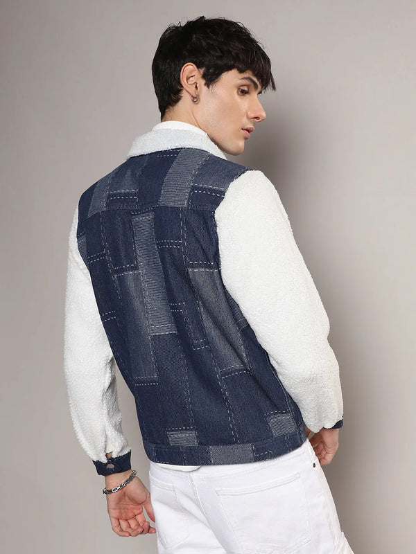 Fleece Block Denim Jacket