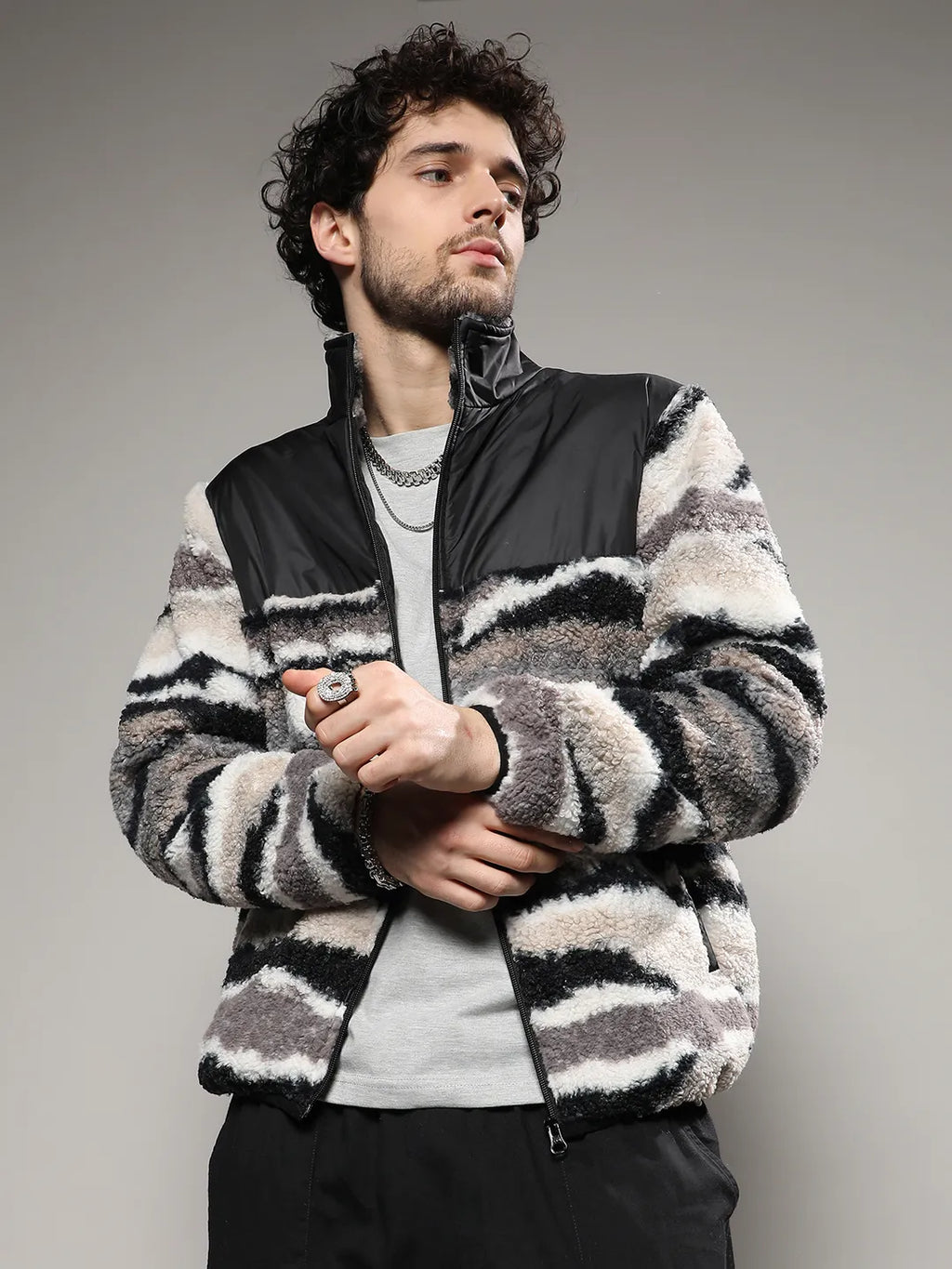Camouflage Sherpa Zip-Front Jacket