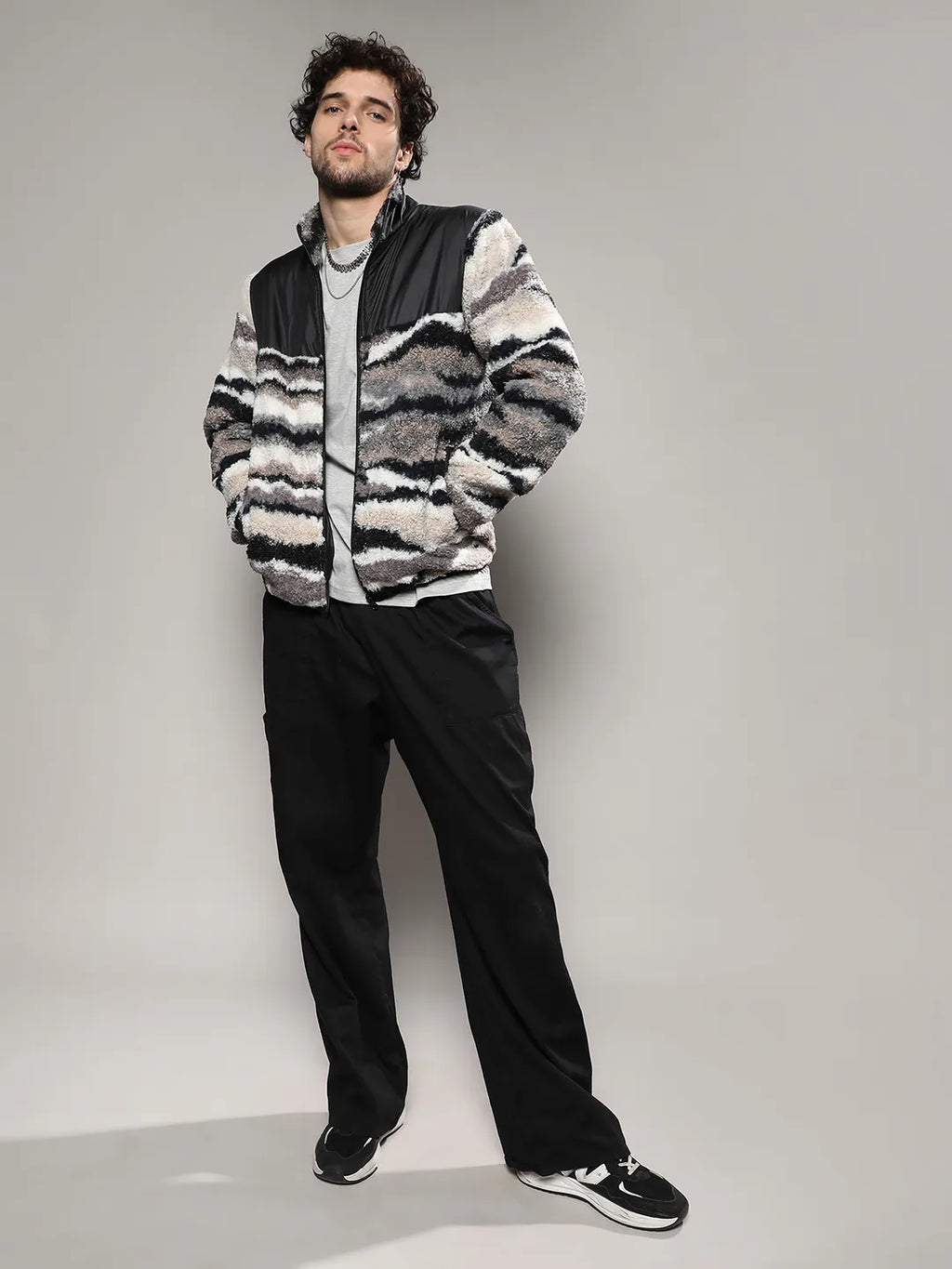 Camouflage Sherpa Zip-Front Jacket