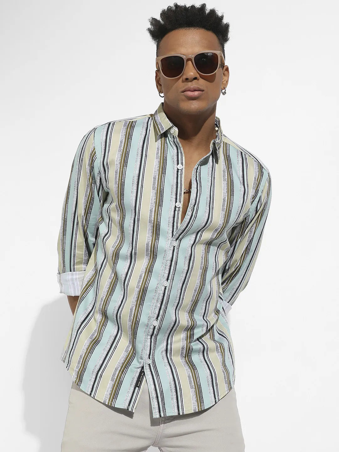 Faded Barcode Striped Shirt