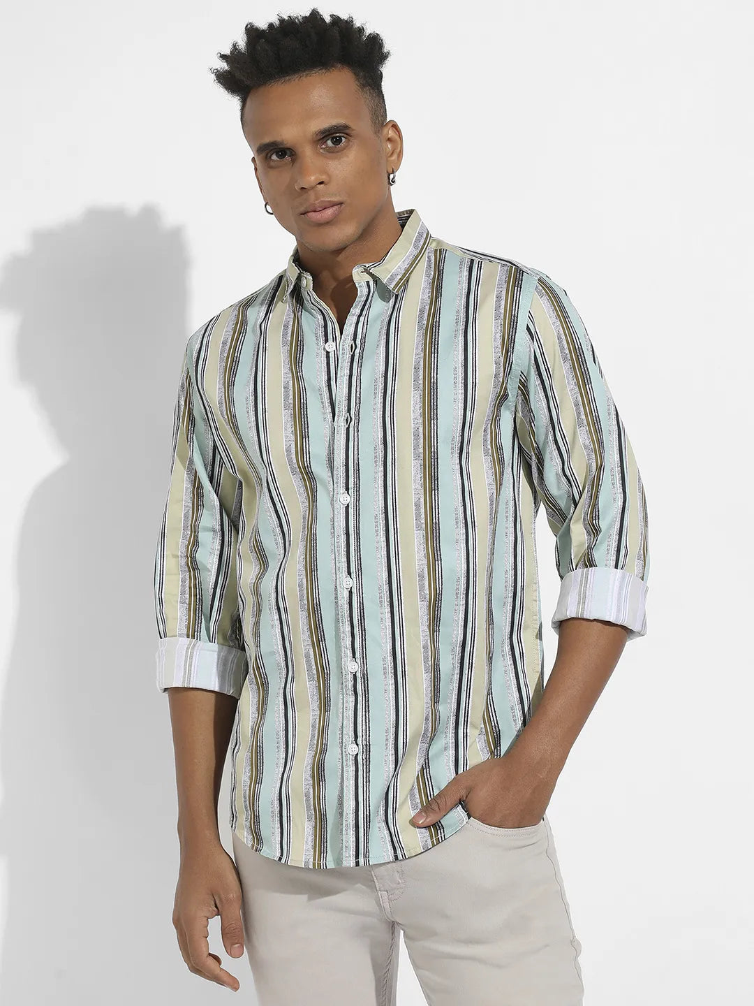 Faded Barcode Striped Shirt