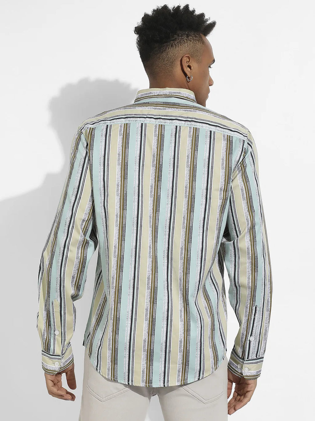 Faded Barcode Striped Shirt