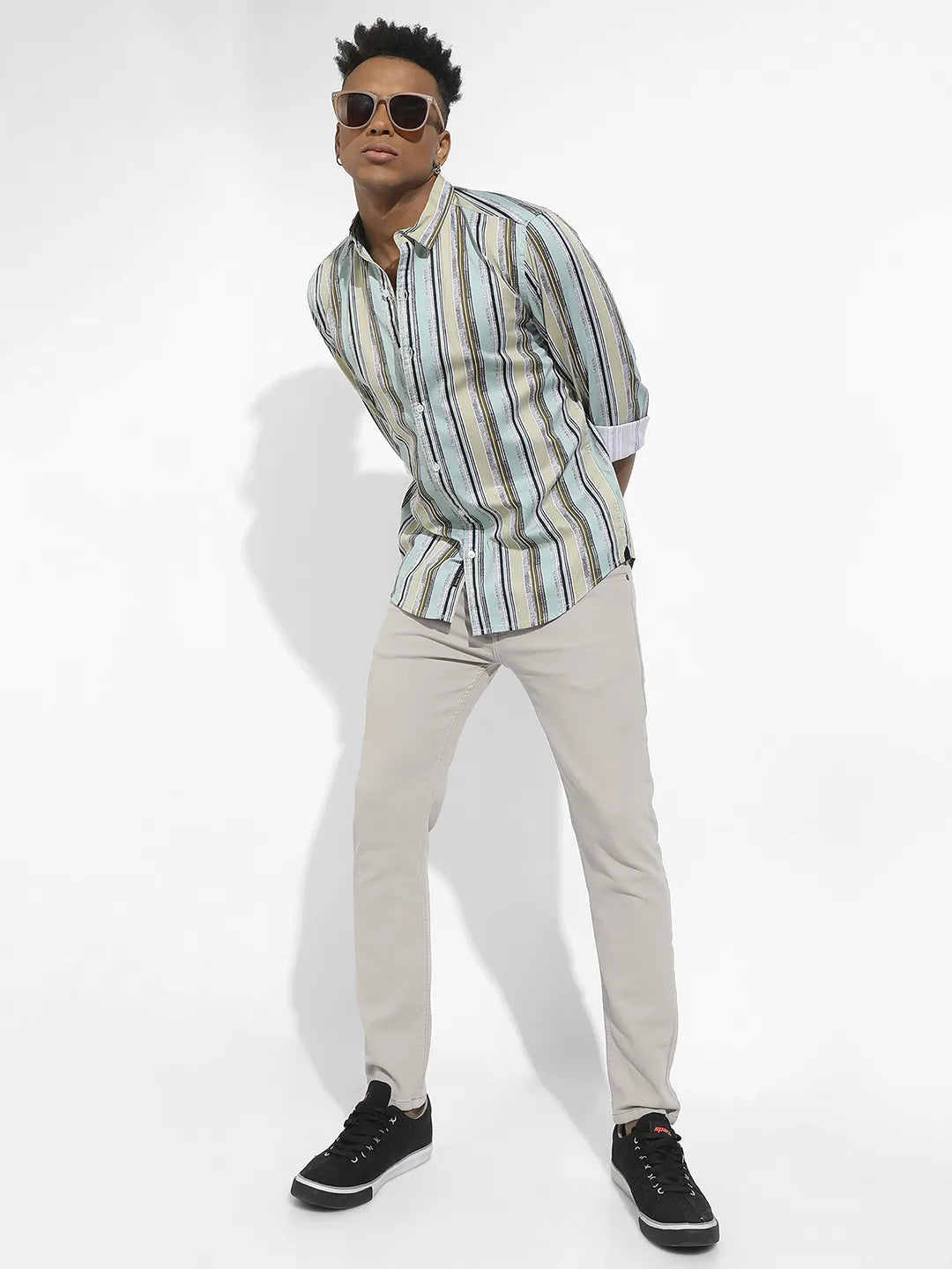 Faded Barcode Striped Shirt