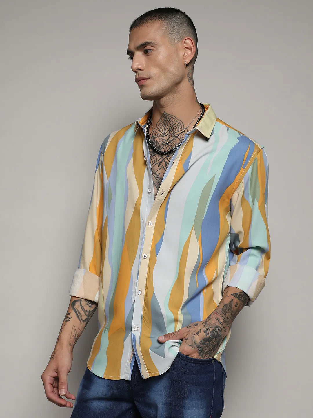 Contrast Abstract Print Shirt