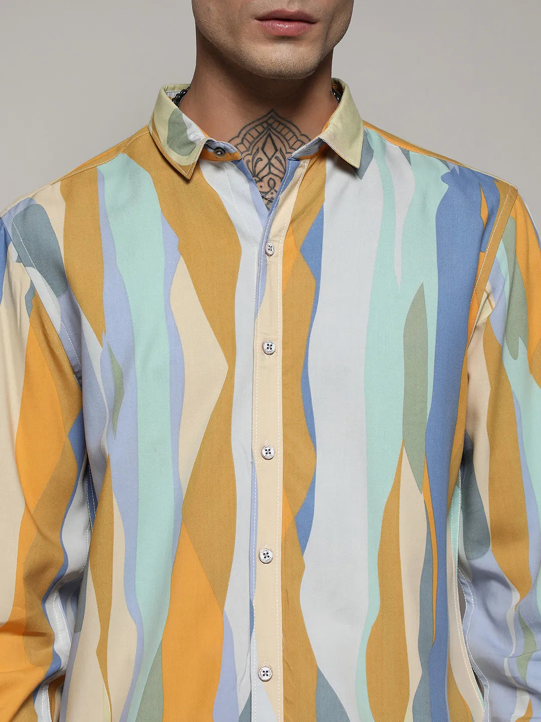 Multicolour Contrast Abstract Print Shirt