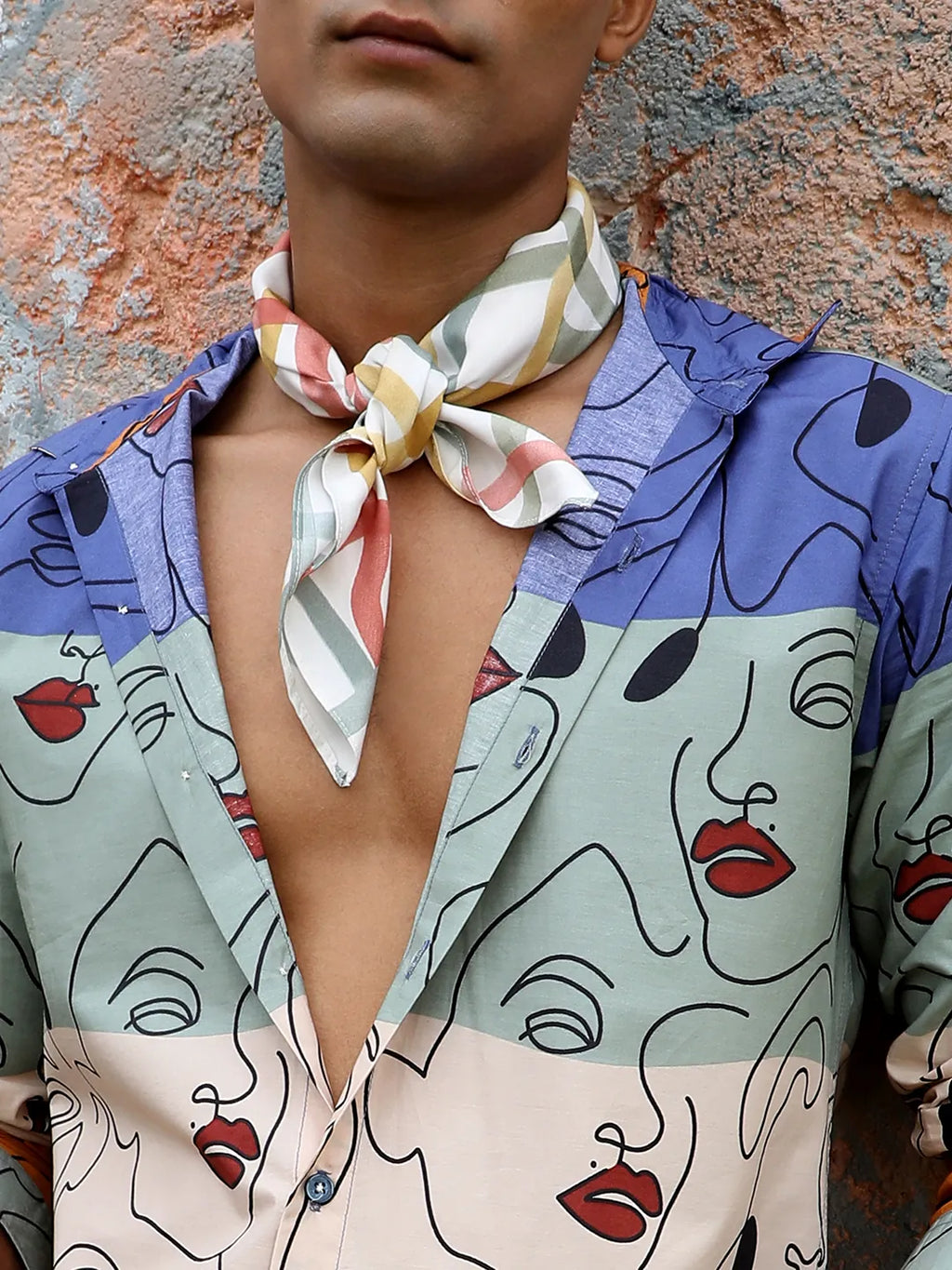 Multicolour Face Line Shirt