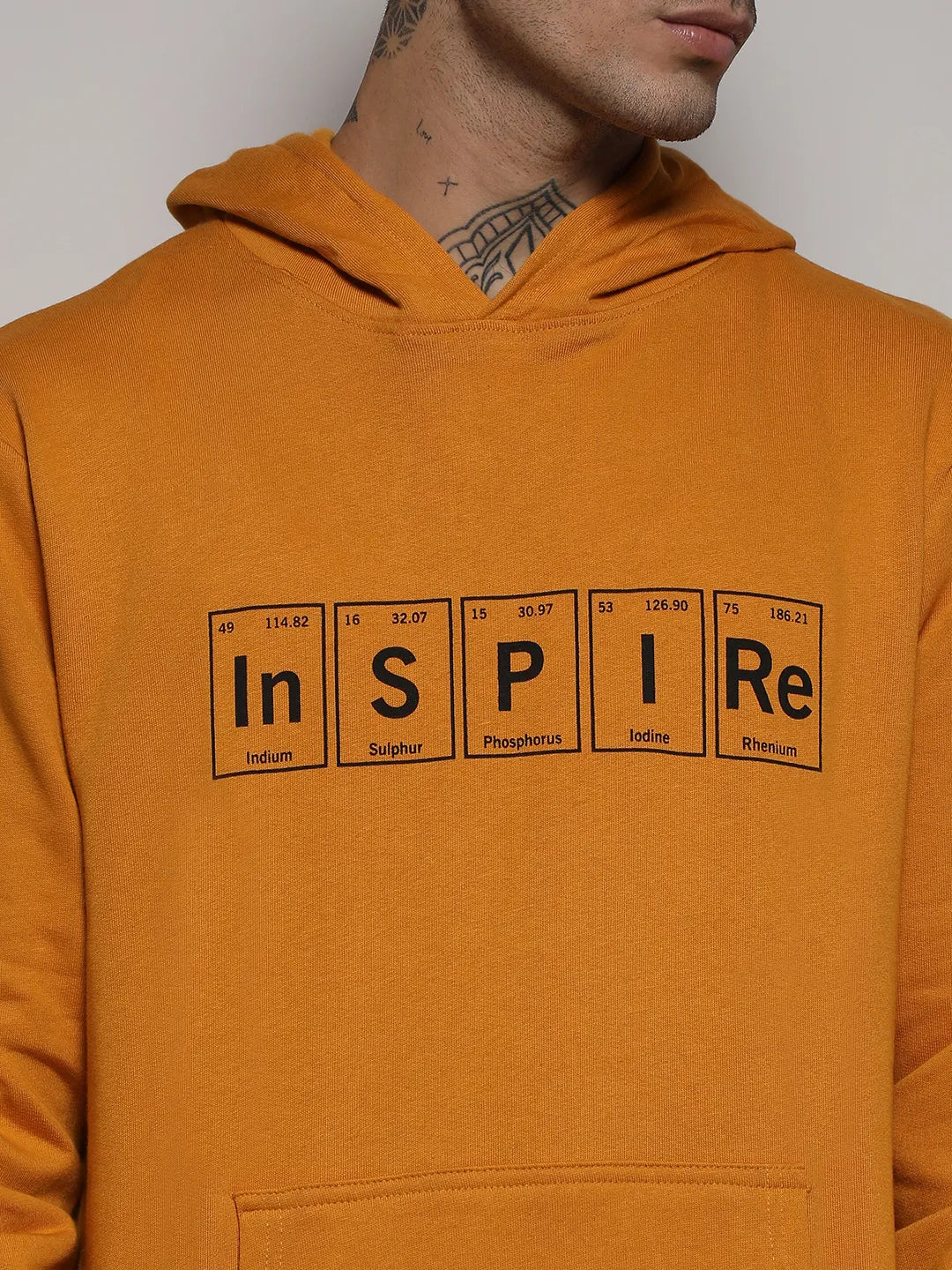 Mustard Yellow Inspire Hoodie With Kangaroo Pocket