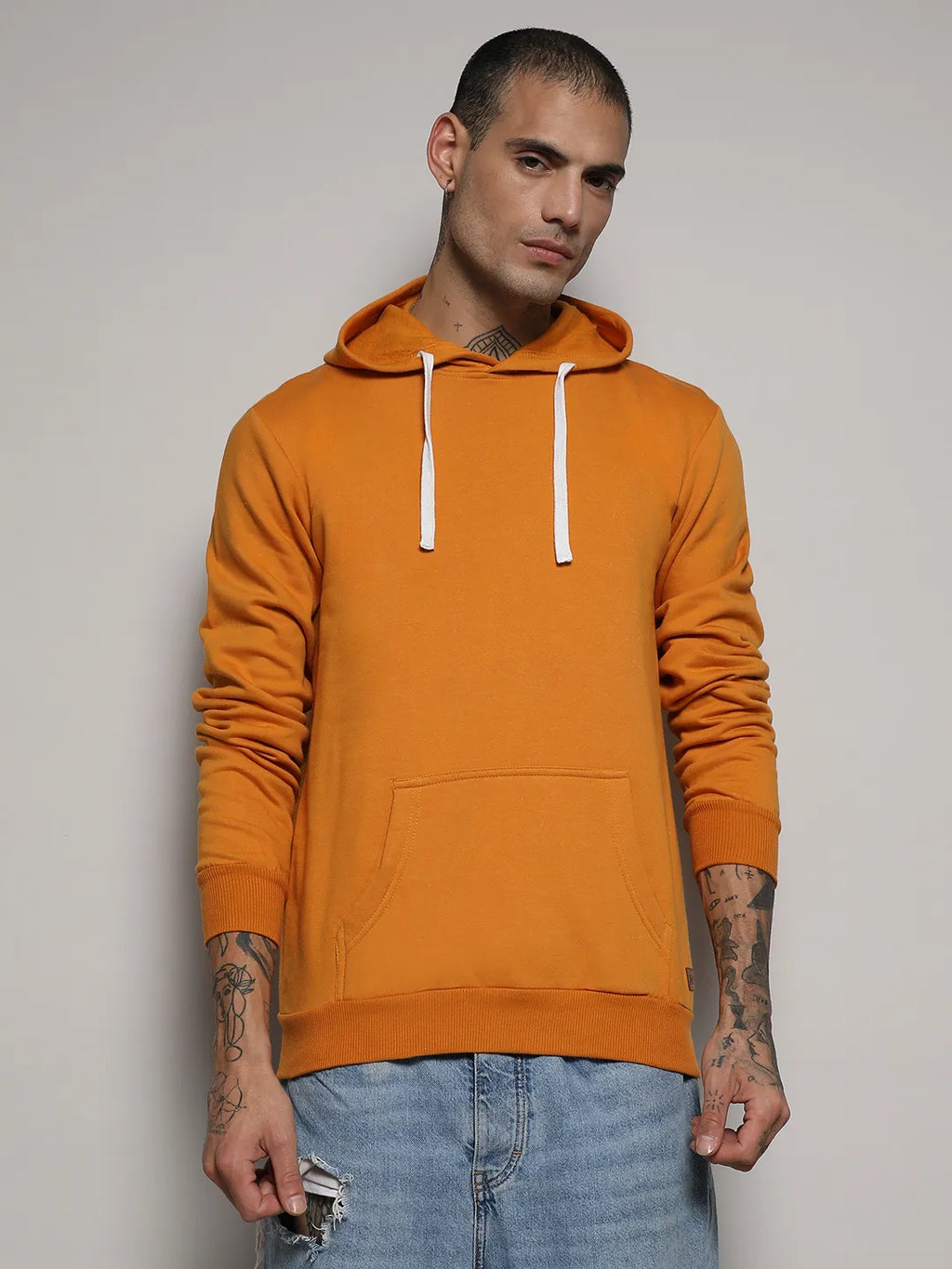 Pullover Hoodie With Contrast Drawstring