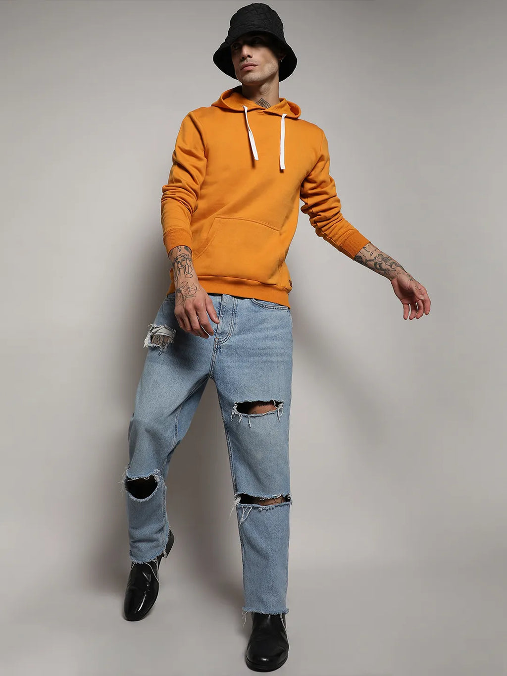 Pullover Hoodie With Contrast Drawstring