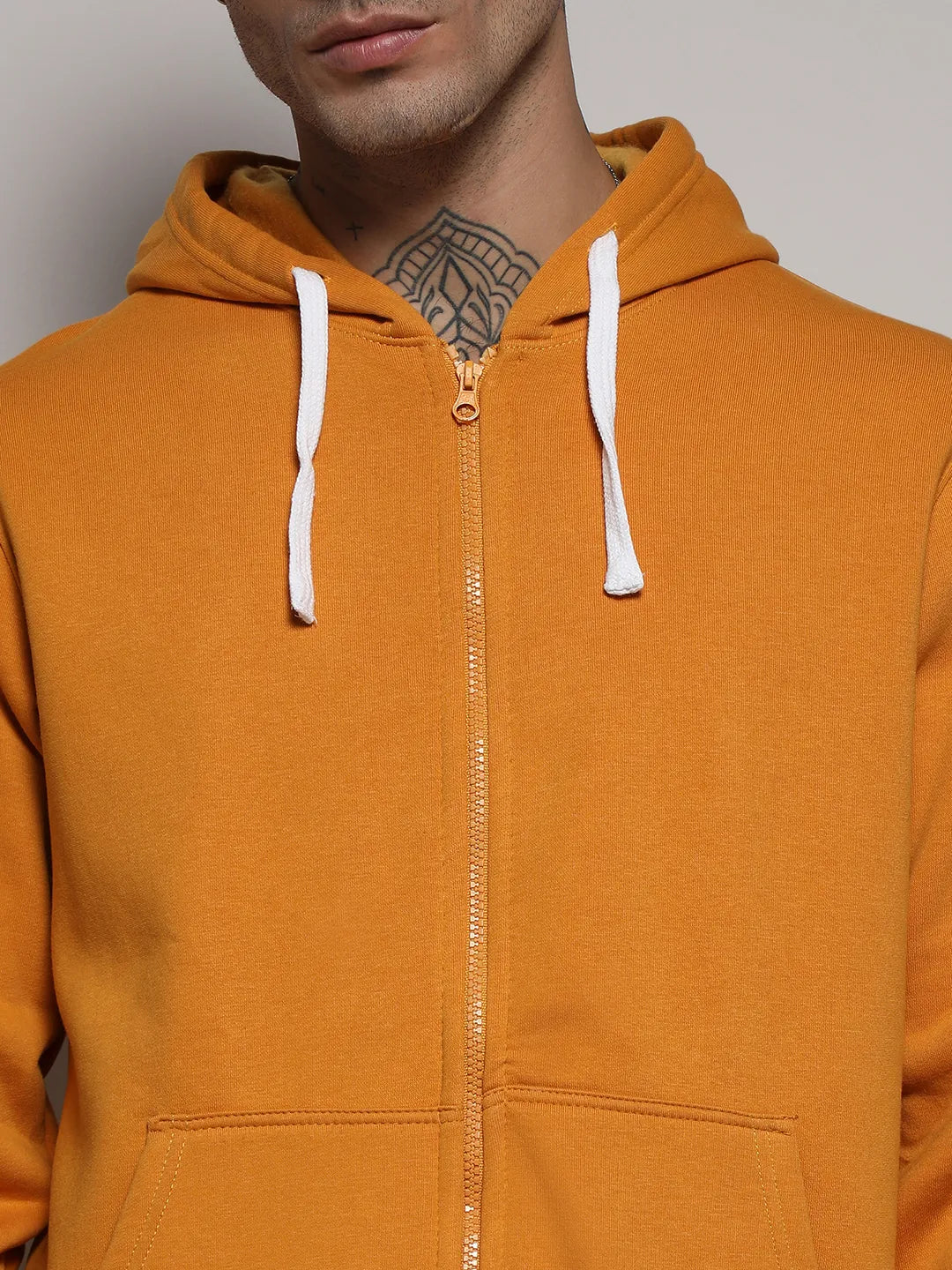 Mustard zip up hoodie sale