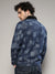 Navy Blue Bar Striped Quilted Jacket