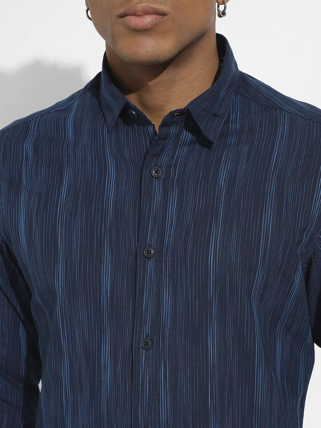 Navy Blue Ombre Striped Shirt