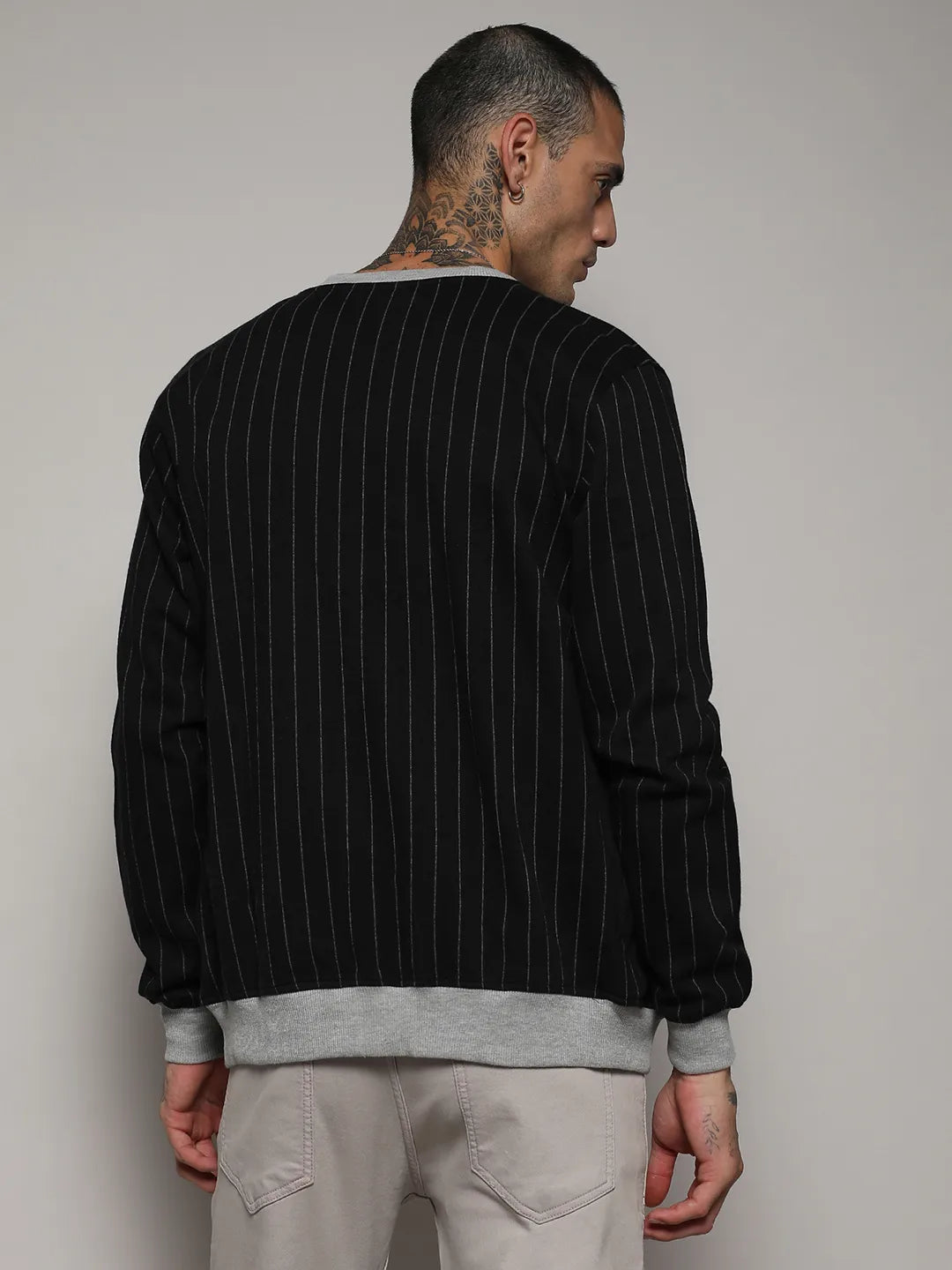 Pinstriped Jacket With Contrast Hem