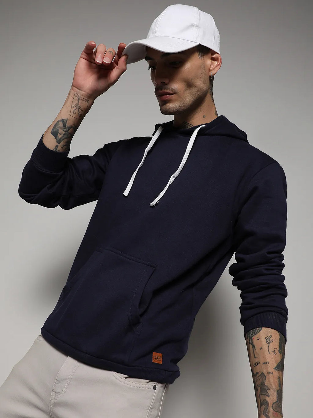Pullover Hoodie With Contrast Drawstring