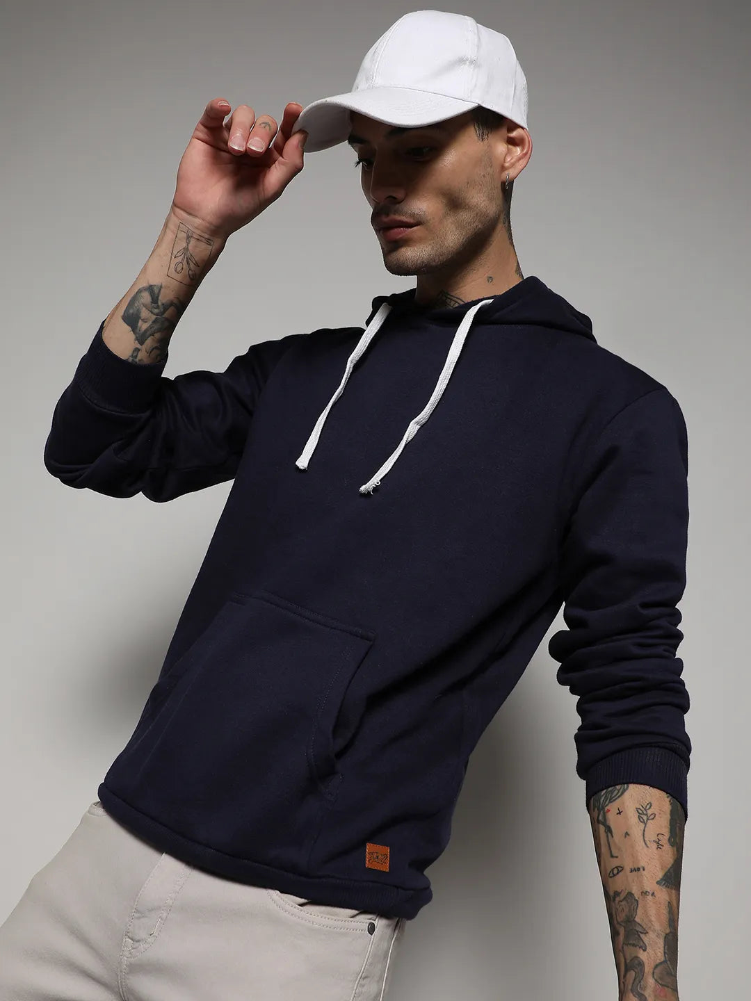 Pullover Hoodie With Contrast Drawstring
