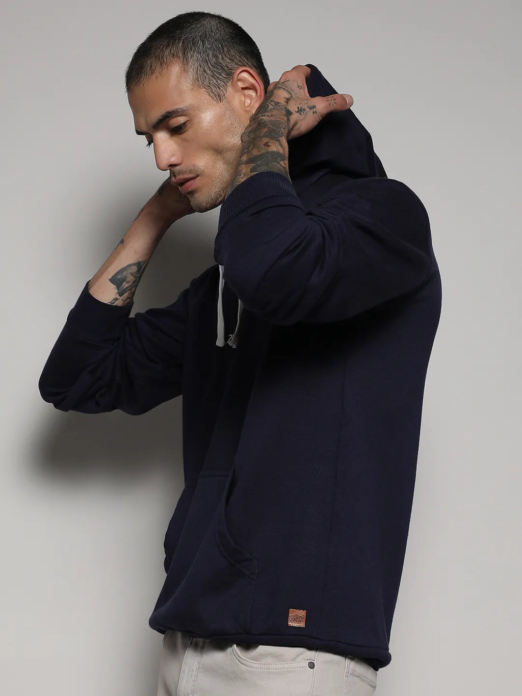 Pullover Hoodie With Contrast Drawstring