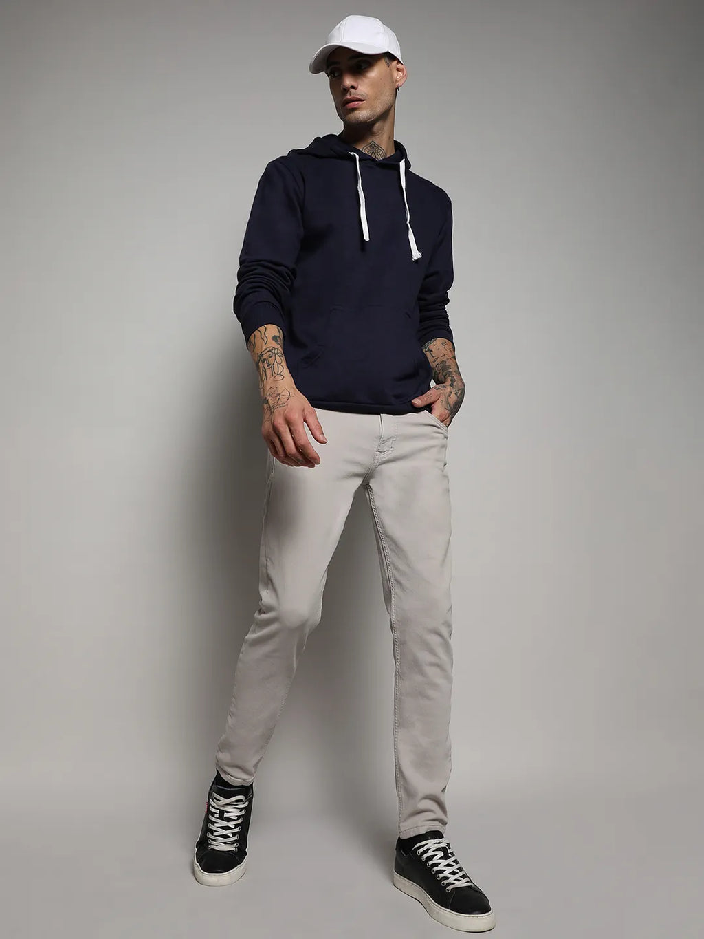 Pullover Hoodie With Contrast Drawstring