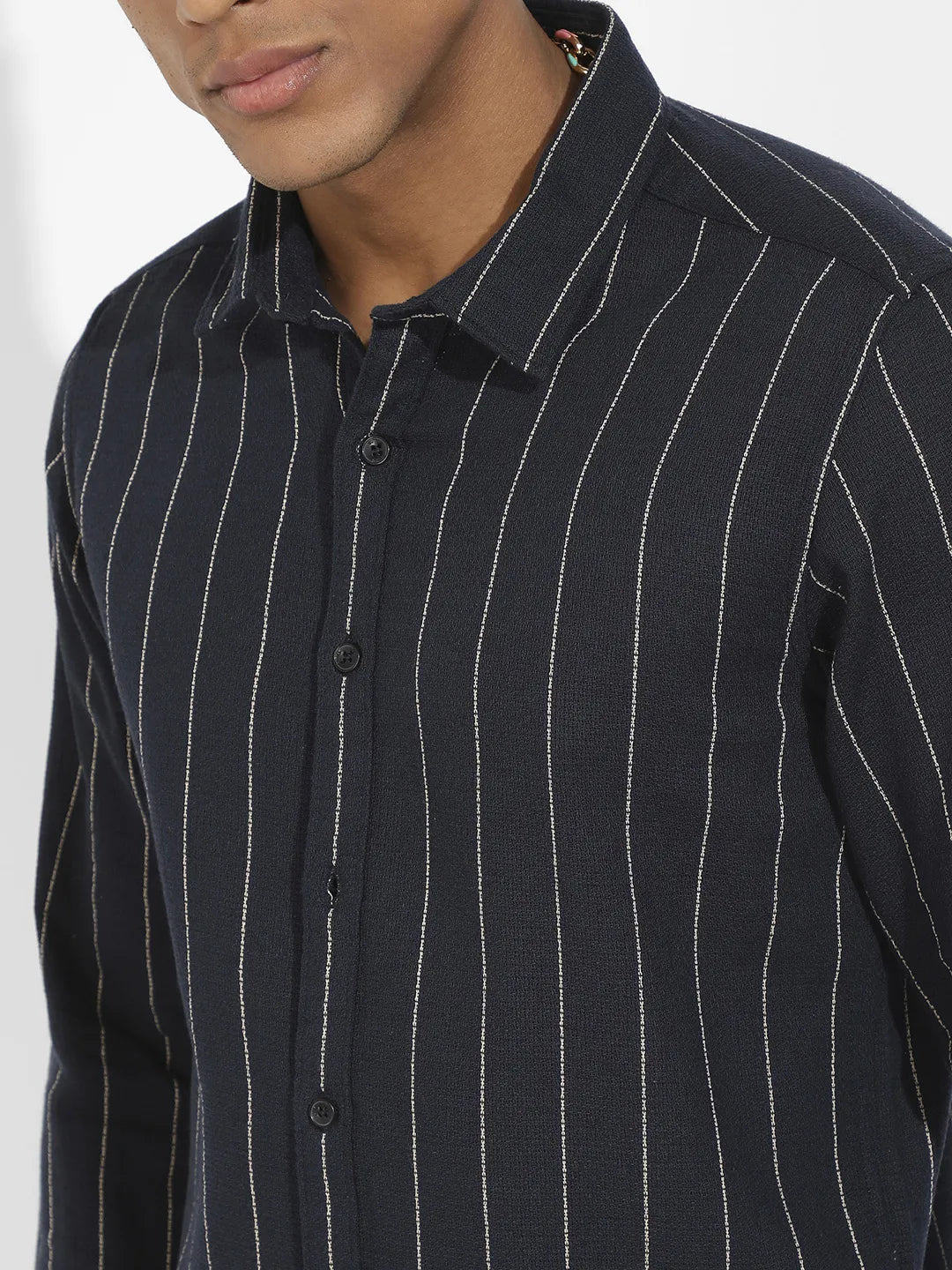 Navy Blue Shadow Striped Shirt