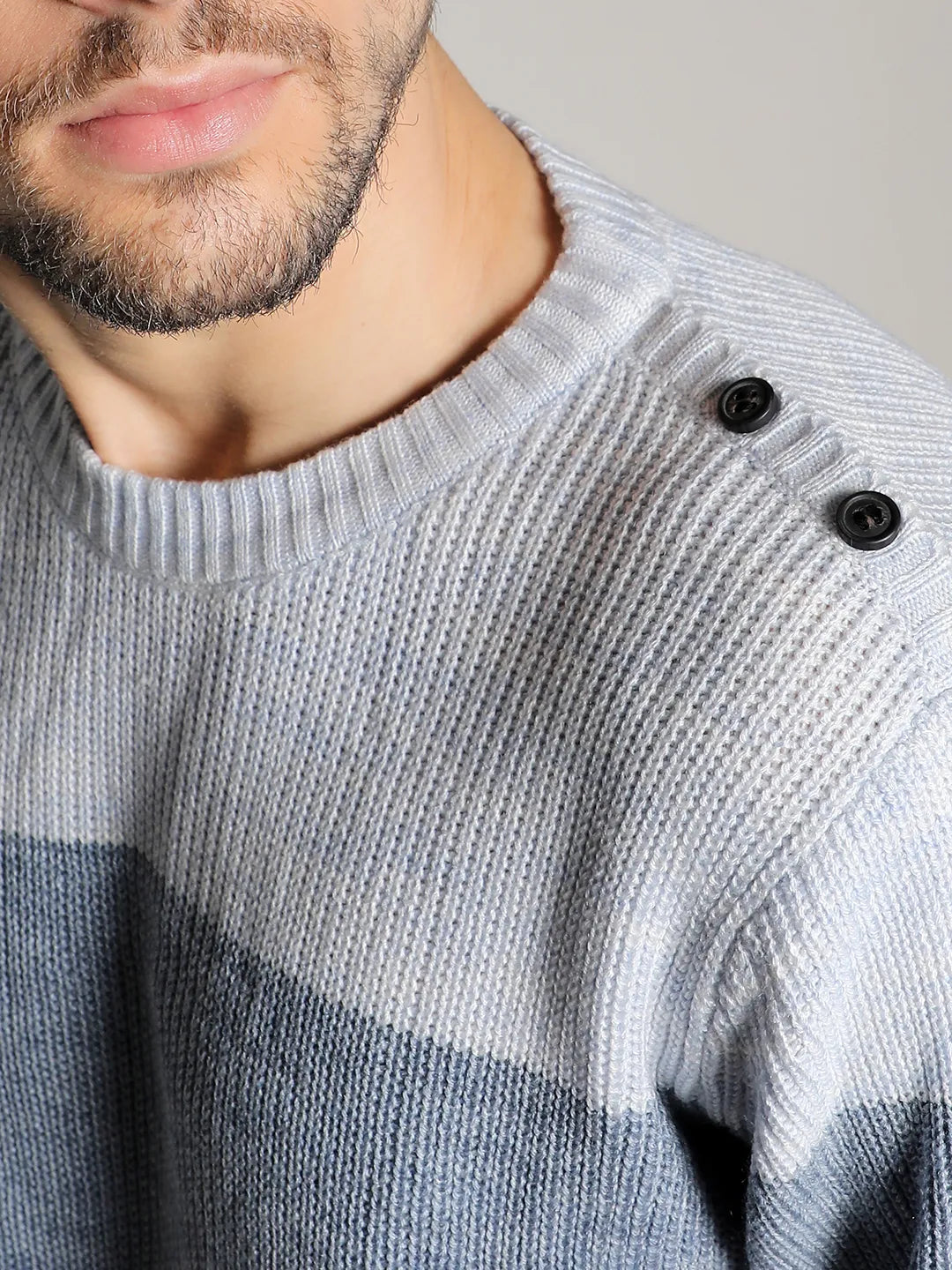 Navy Blue & Icy Blue Contrast Panel Sweater